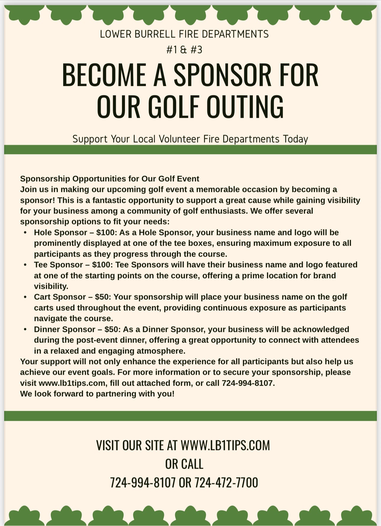 Sponsorship For Golf Outing