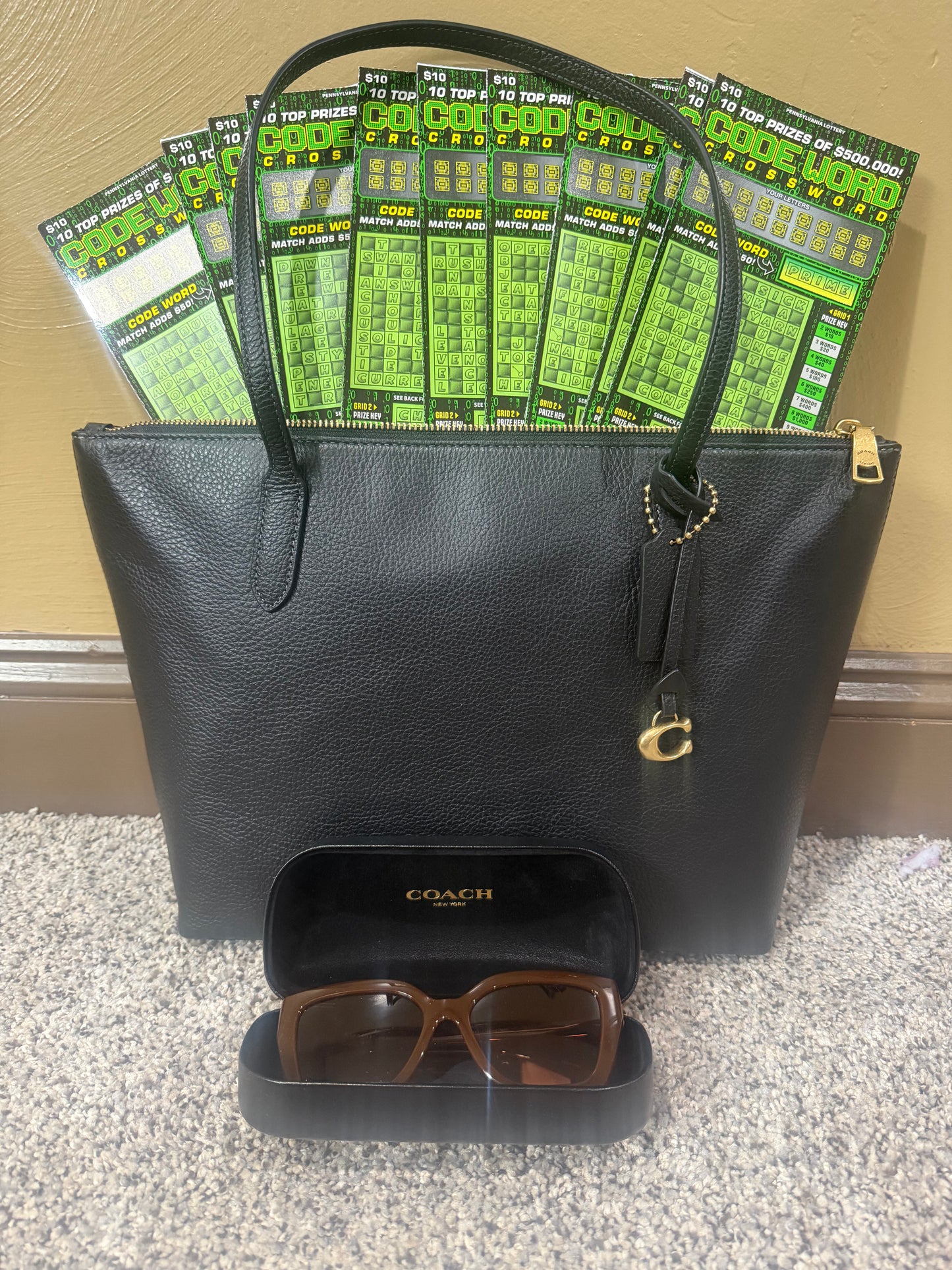 Coach purse, Sunglasses & $100 scratchers