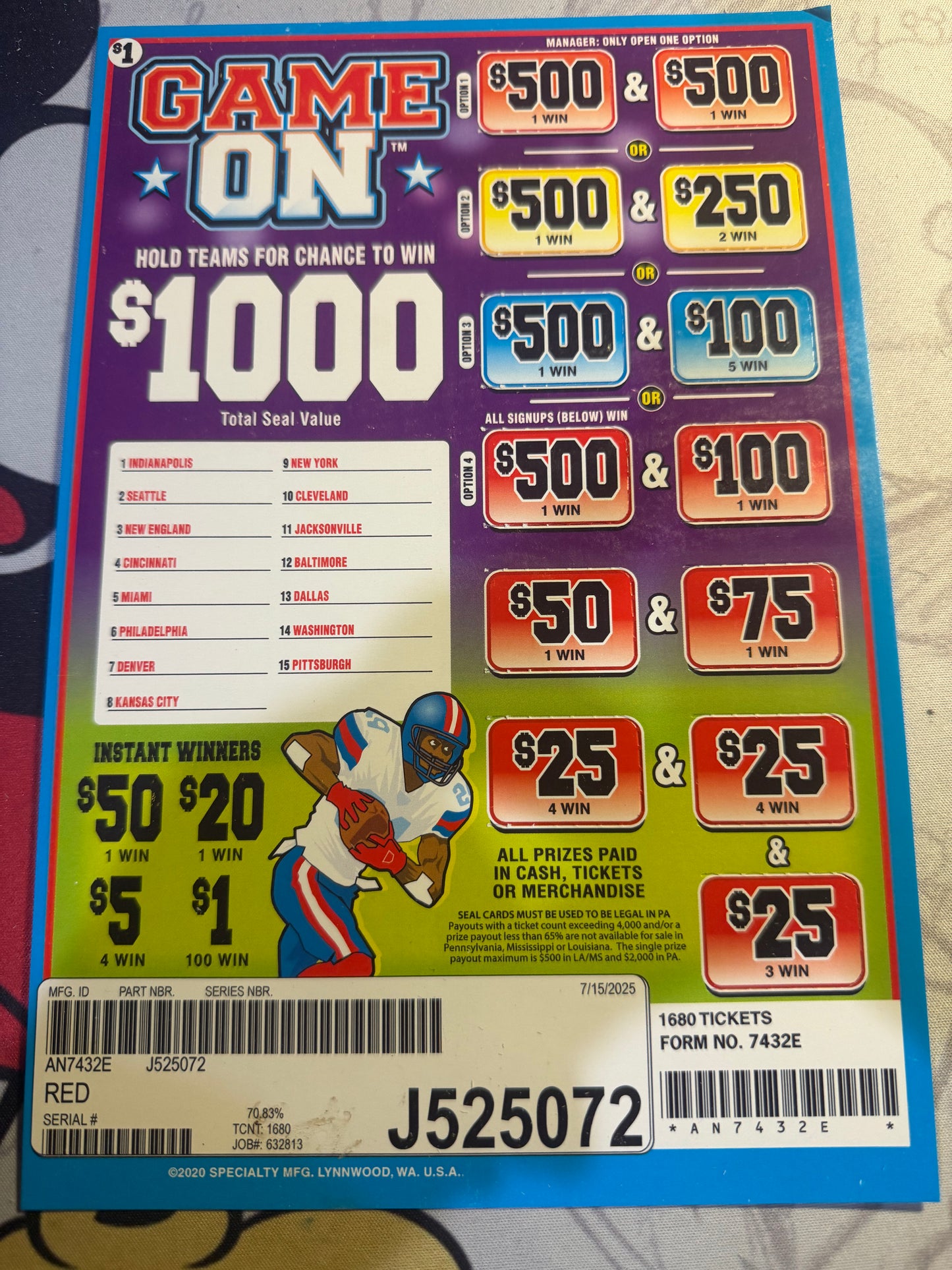Game On Sn J525072