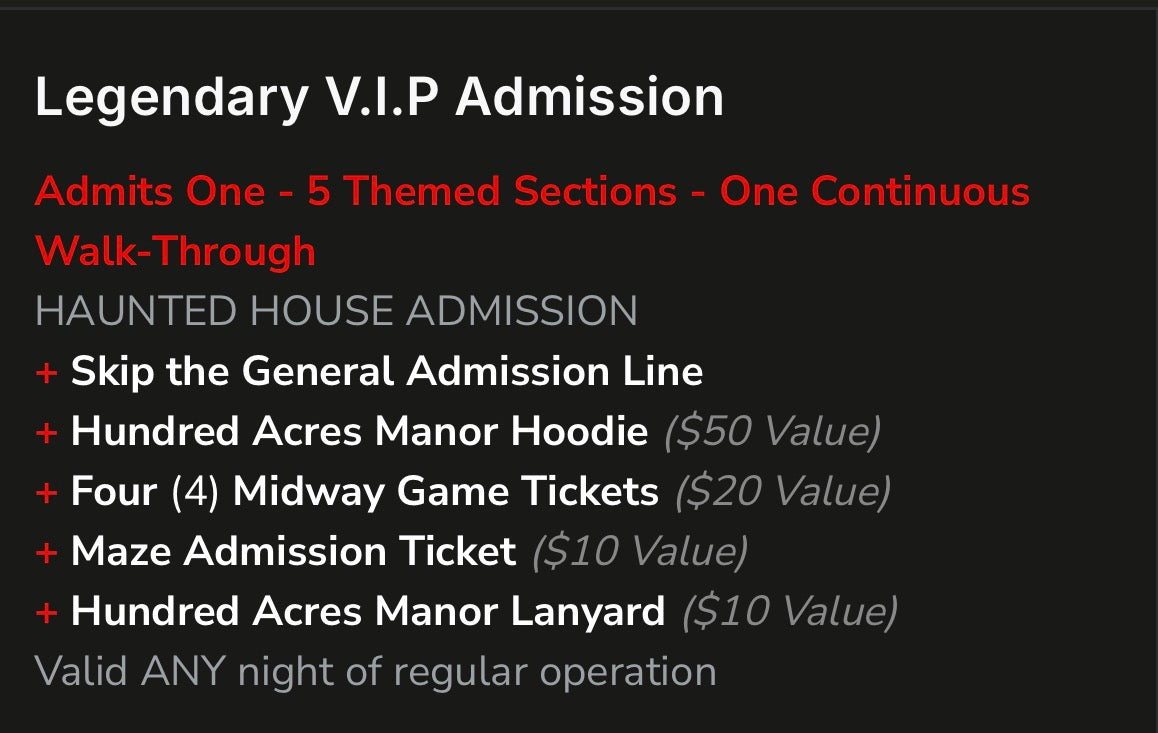 Hundred Acres Manor Tickets