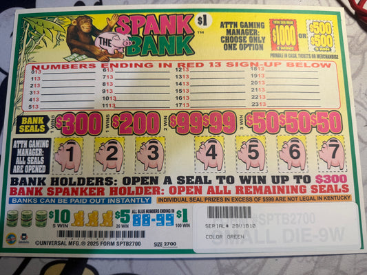 Spank the Bank SN 29V1810